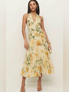 Reformation Briony Dress in Honeyglow